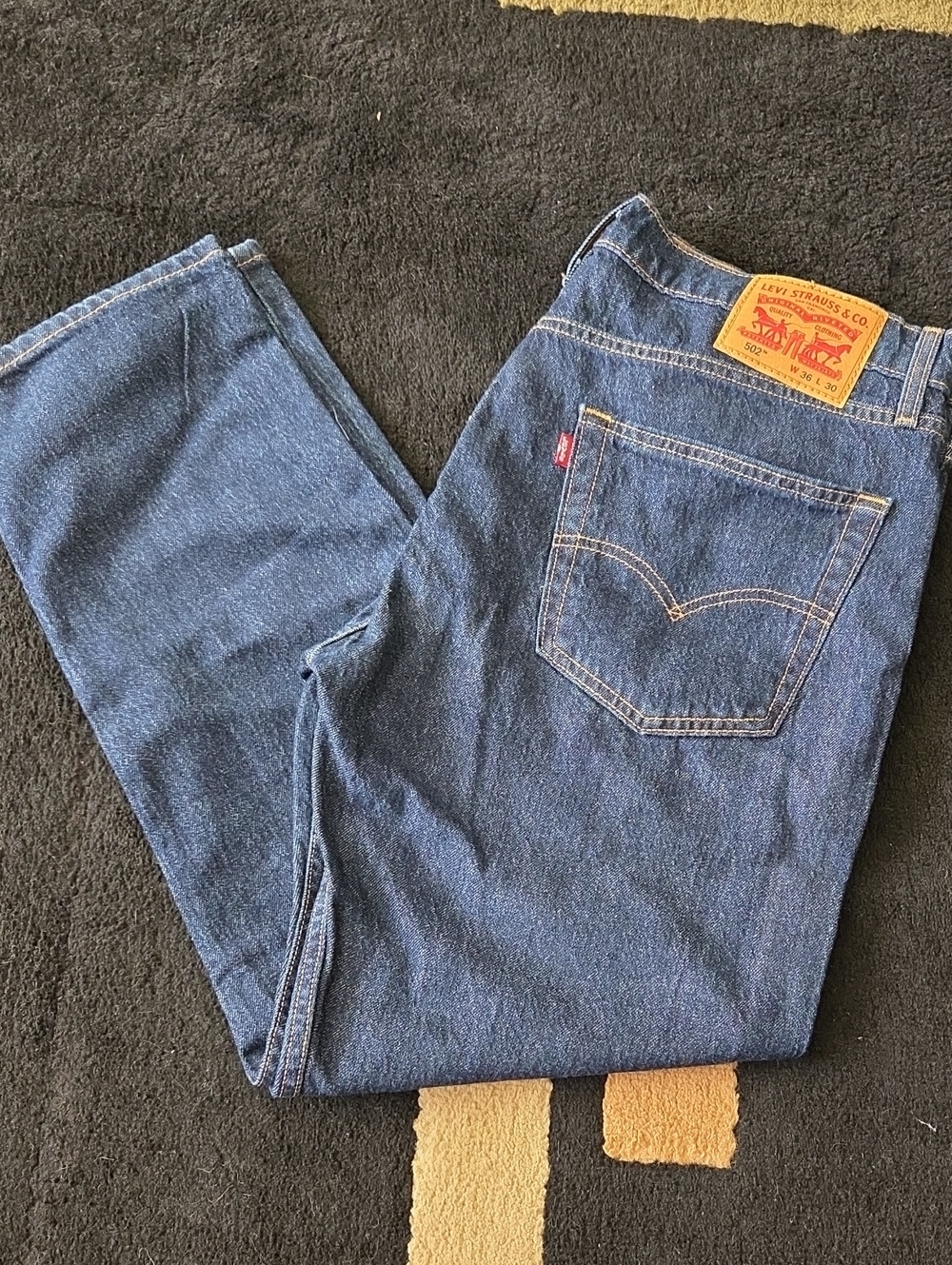 Levi's 502 Men's Dark Blue Straight-Leg Jeans 36x30